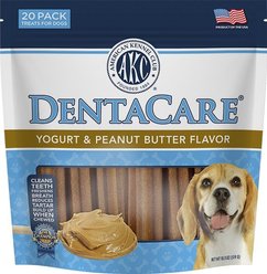 American Kennel Club Treats AKC Dentacare Yogurt & Peanut Butter Flavor Dental Dog Treats, Large, 20 count
