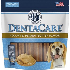 American Kennel Club Treats AKC Dentacare Yogurt & Peanut Butter Flavor Dental Dog Treats, Large, 20 count