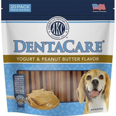 American Kennel Club Treats American Kennel Club Treats AKC Dentacare Yogurt & Peanut Butter Flavor Dental Dog Treats, Large, 20 count