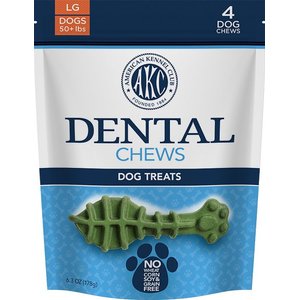 American Kennel Club Treats AKC Natural Dental Chews Dog Treats, Large, 4 count