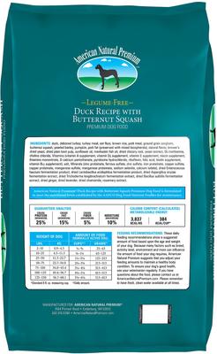 Show full view: American Natural Premium Legume-Free Chicken-Free Duck with Butternut Squash Dry Dog Food, 4-lb bag slide 3 of 7