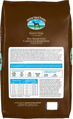 Show full view: American Natural Premium Market Fresh Beef Recipe with Carrots & Cauliflower Dry Dog Food, 30-lb bag slide 3 of 7