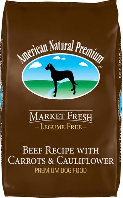 Show full view: American Natural Premium Market Fresh Beef Recipe with Carrots & Cauliflower Dry Dog Food, 4-lb bag slide 1 of 7