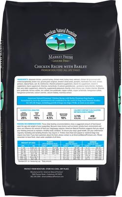 Show full view: American Natural Premium Market Fresh Legume Free Chicken Recipe with Barley Dog Dry Food, 30-lb bag slide 3 of 6