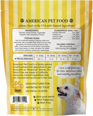 Show full view: American Pet Food Fetch Fries Chicken & Sweet Potato Dog Treats, 16-oz bag slide 3 of 12