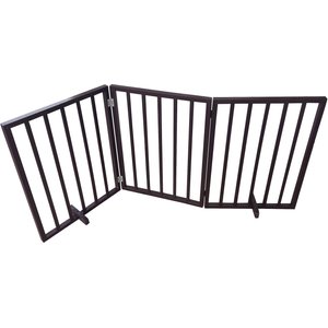 AmeriHome Freestanding 3-Panel Folding Wood Dog Gate, Brown