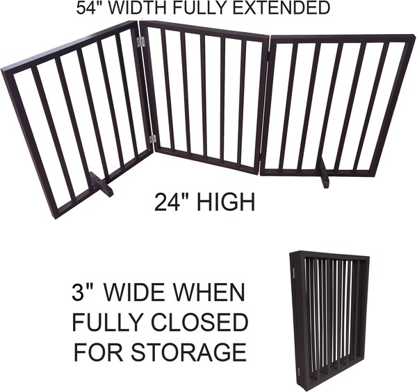 AmeriHome Freestanding 3-Panel Folding Wood Dog Gate