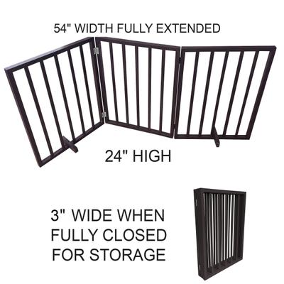 Show full view: AmeriHome Freestanding 3-Panel Folding Wood Dog Gate, Brown slide 5 of 5