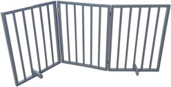 AmeriHome Freestanding 3-Panel Folding Wood Dog Gate, Gray