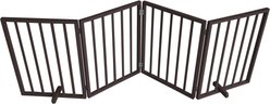 AmeriHome Freestanding 4-Panel Folding Wood Dog Gate, Brown