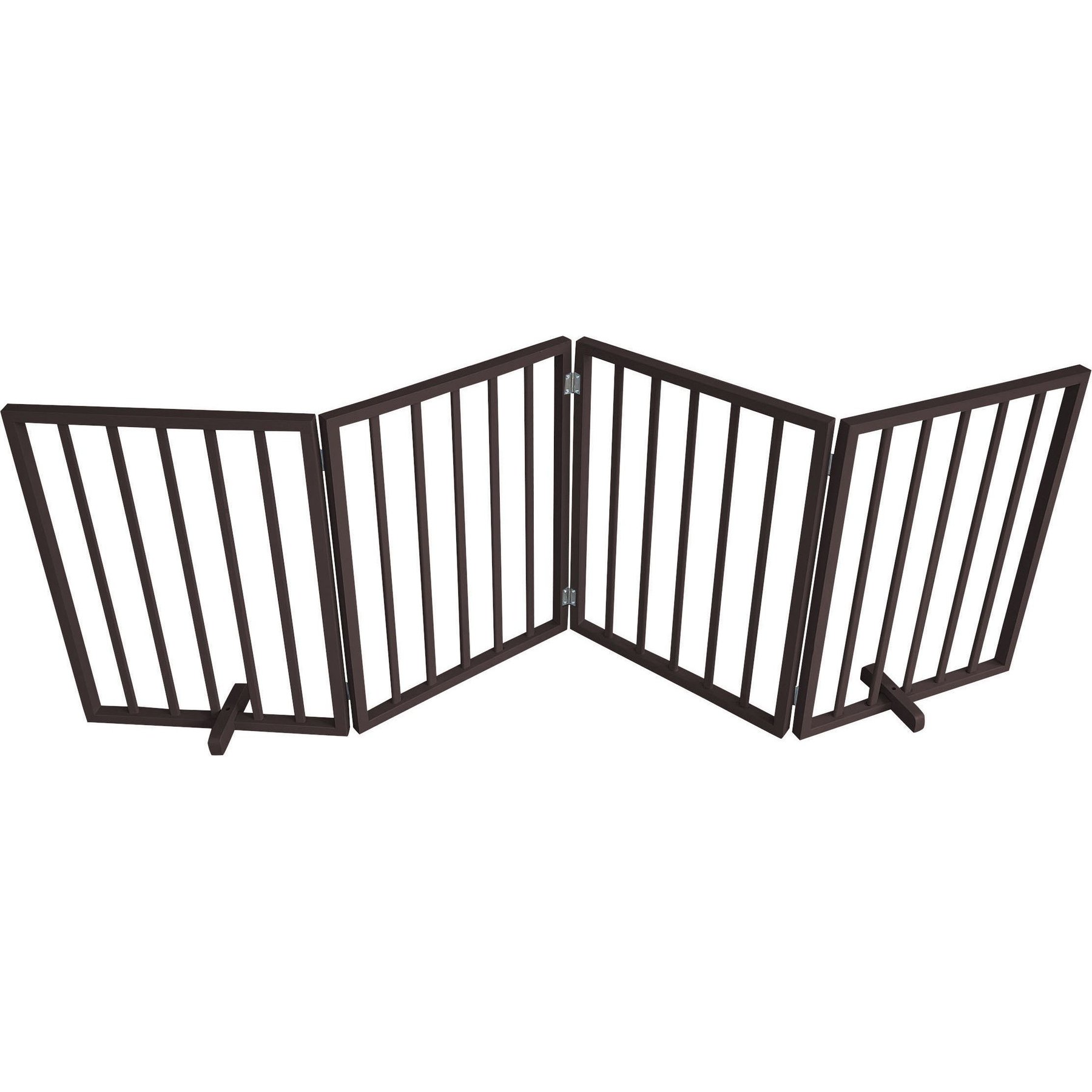 AmeriHome Freestanding 4-Panel Folding Wood Dog Gate, Brown