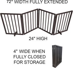 AmeriHome Freestanding 4-Panel Folding Wood Dog Gate, Brown slide 2 of 4
