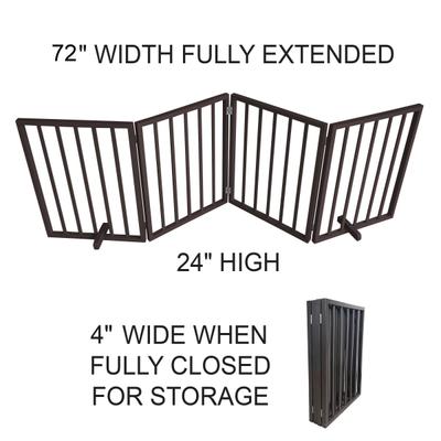 Show full view: AmeriHome Freestanding 4-Panel Folding Wood Dog Gate, Brown slide 4 of 4