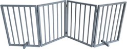 AmeriHome Freestanding 4-Panel Folding Wood Dog Gate, Gray