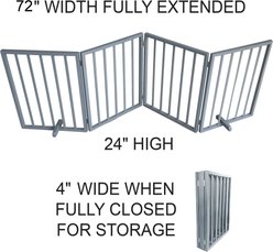 AmeriHome Freestanding 4-Panel Folding Wood Dog Gate, Gray slide 2 of 4
