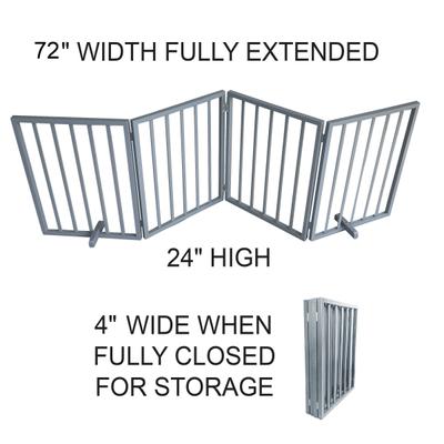 Show full view: AmeriHome Freestanding 4-Panel Folding Wood Dog Gate, Gray slide 4 of 4