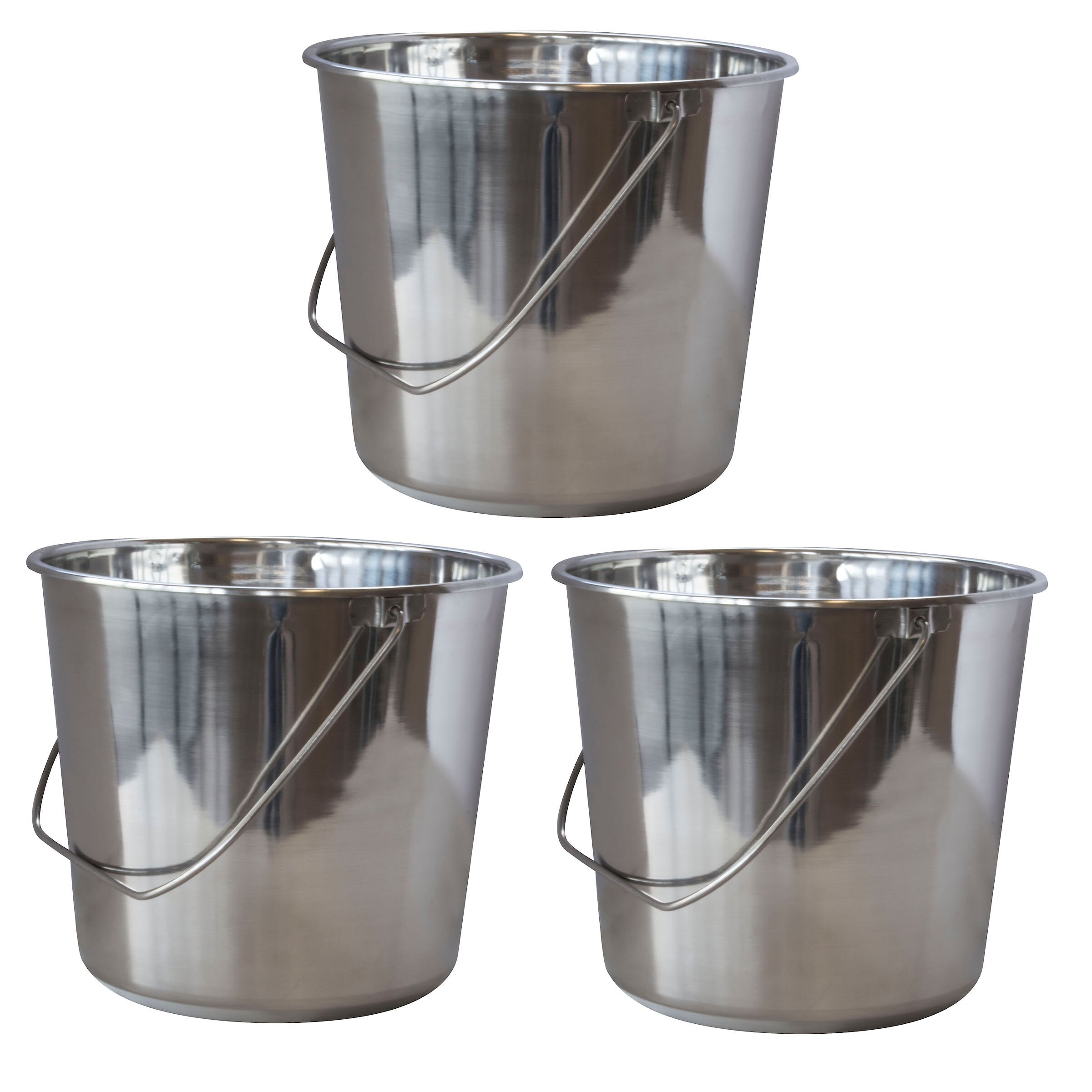 Amerihome Stainless Steel Bucket Set, 3 Count, Medium