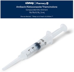 Amikacin/Ketoconazole/Triamcinolone (AKT) Compounded Otic Ointment for Dogs and Cats, 1%/1%/0.1%, 3 mL
