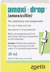 Amoxi-Drop (Amoxicillin) Powder for Oral Suspension for Dogs & Cats, 50-mg, 30-mL