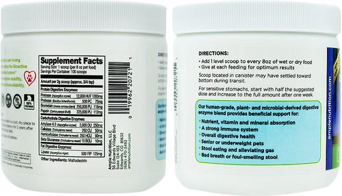 Show full view: Ample Nutrition High Potency Daily Digestive Enzymes Dog & Cat Supplement, 7.05-oz jar slide 3 of 7