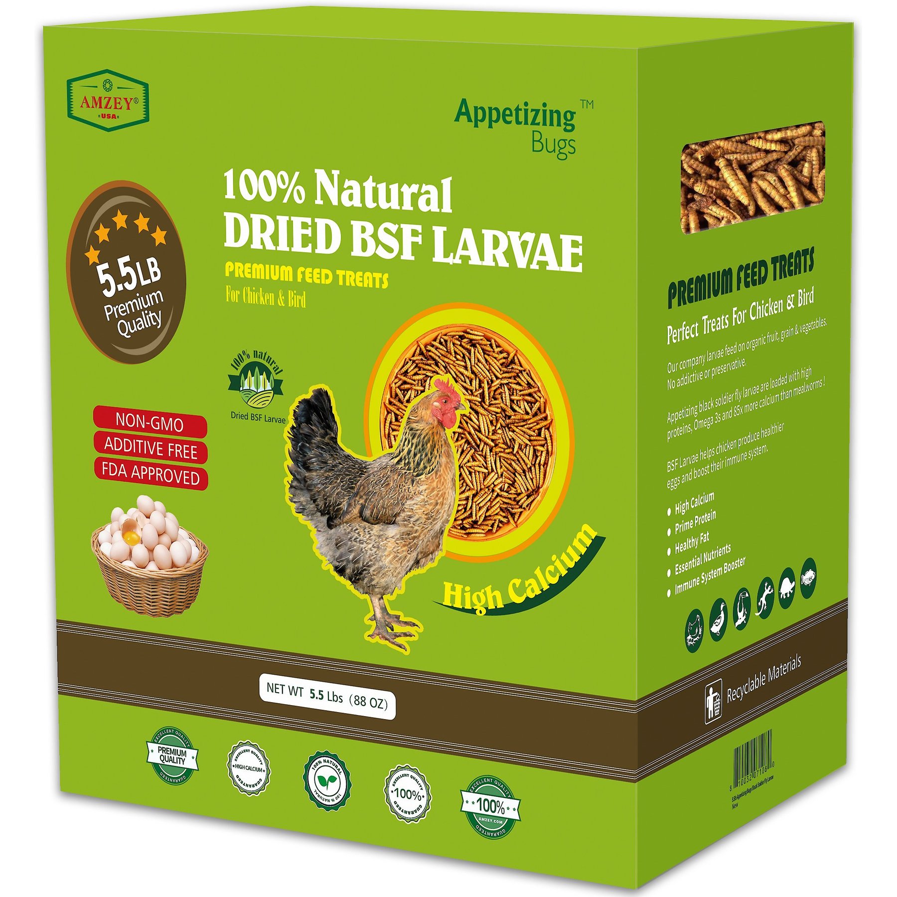 Amzey Appetizing Bugs Premium Chicken & Bird Treats, 5.5-lb box