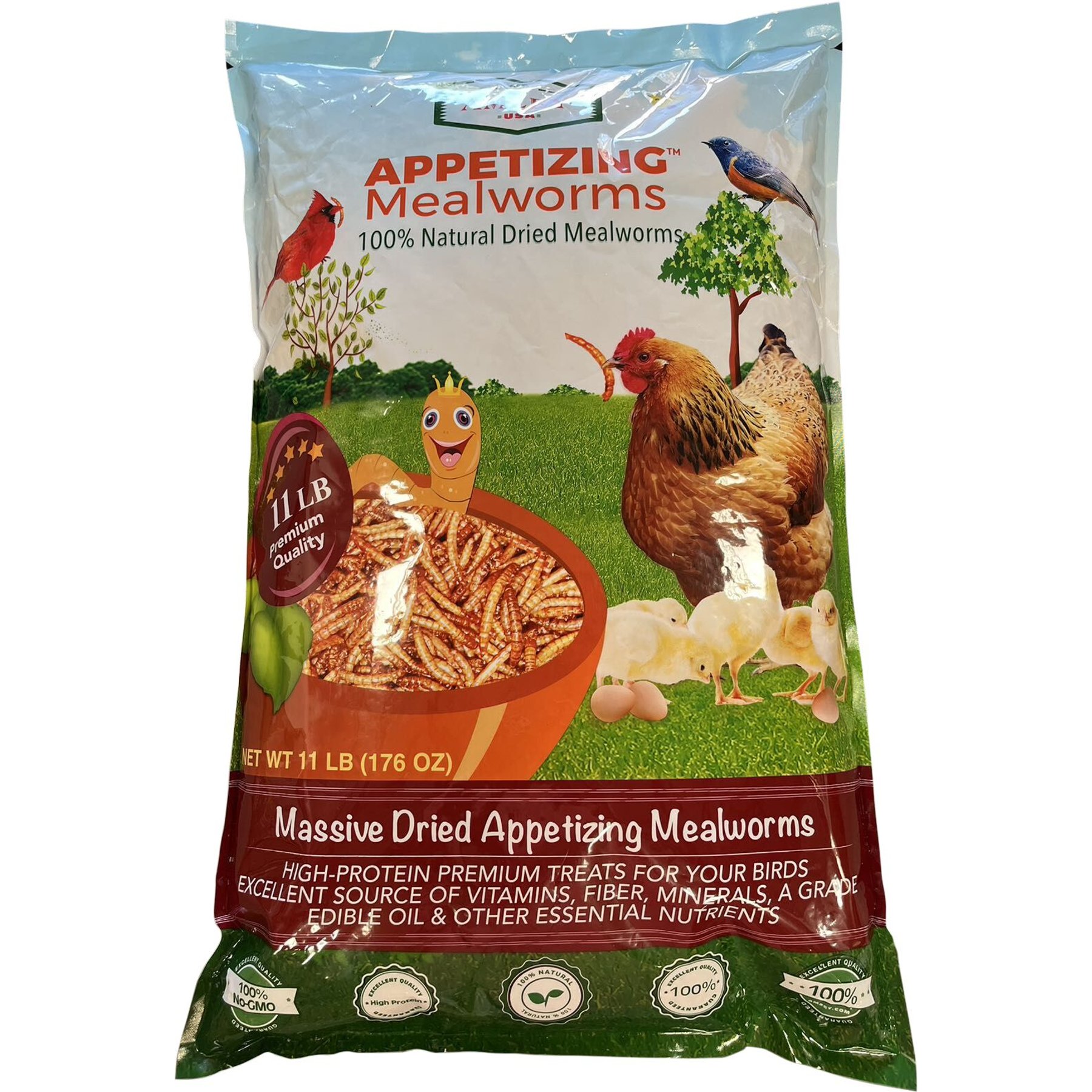 Amzey Appetizing Mealworms Wild Poultry Treats, 11-lb bag