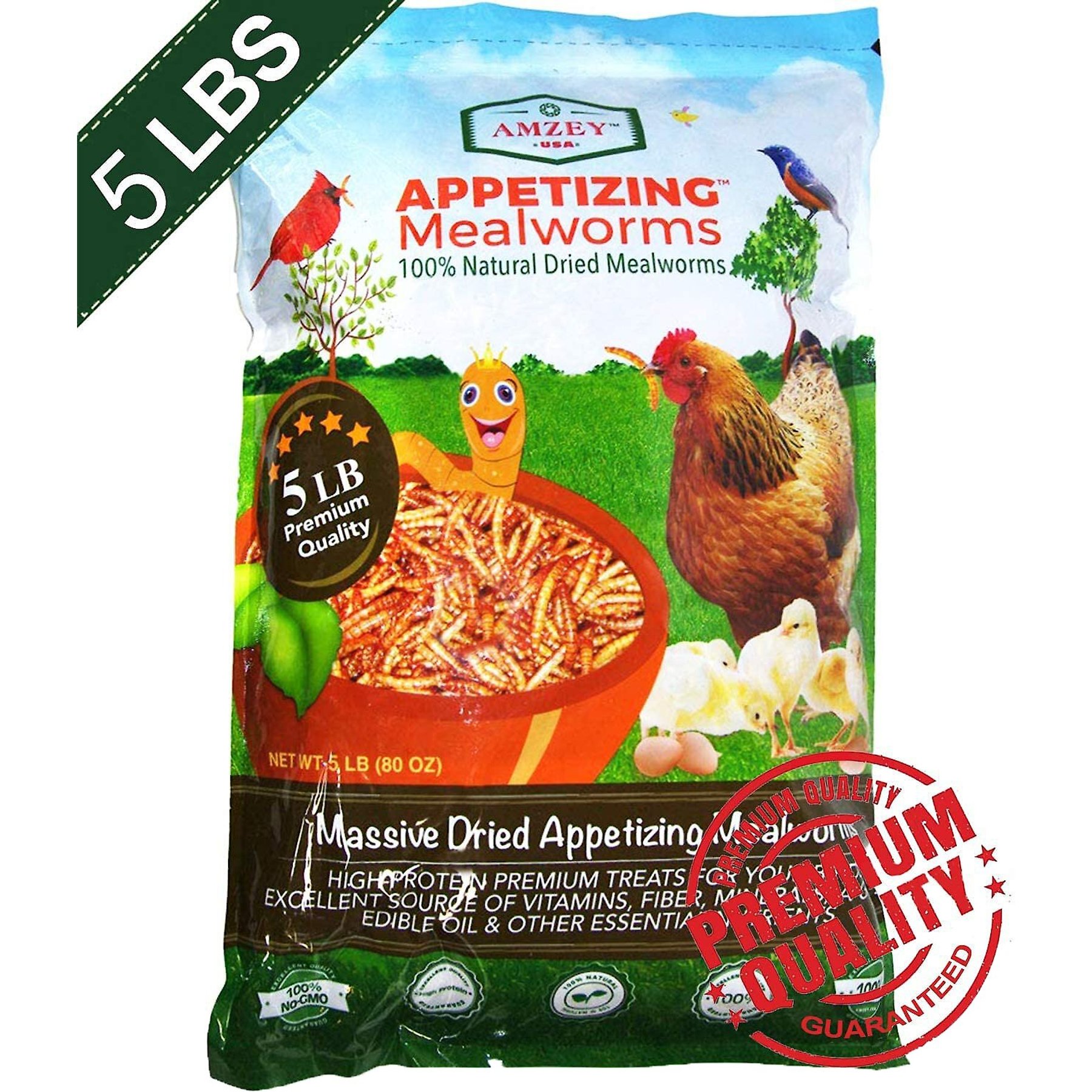 Amzey Appetizing Mealworms Wild Poultry Treats, 5-lb bag