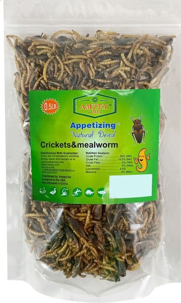 Amzey Appetizing Natural Dried Crickets & Mealworms