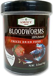 Amzey Bloodworms Freeze-Dried Fish Food, 0.5-oz jar