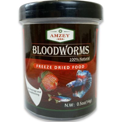Amzey Amzey Bloodworms Freeze-Dried Fish Food, 0.5-oz jar