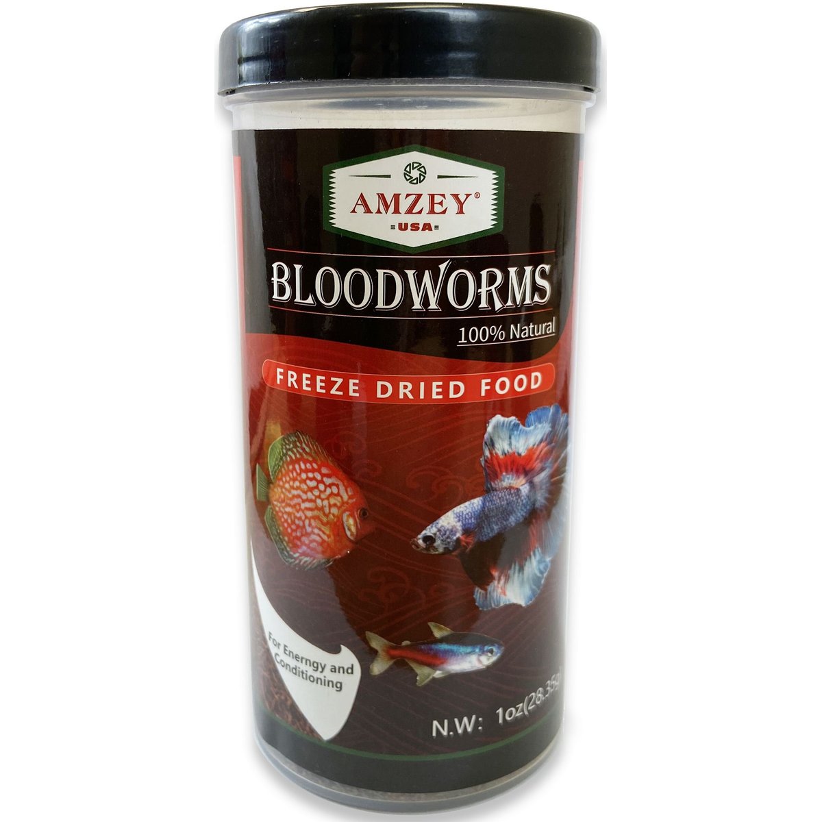 Amzey Bloodworms Freeze-Dried Fish Food, 1-oz jar