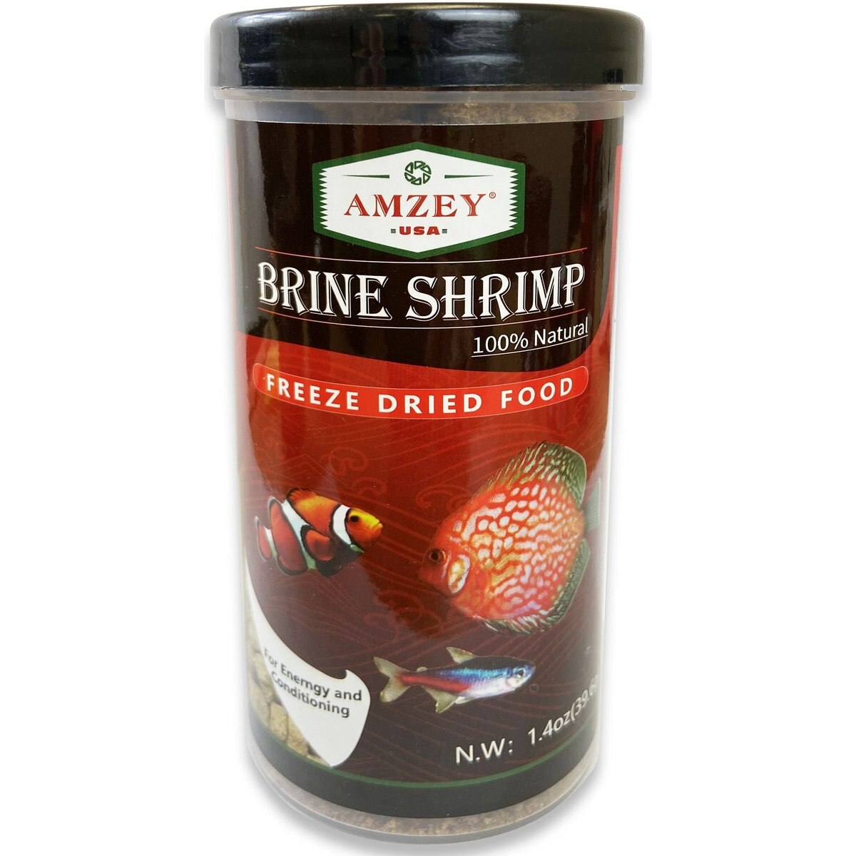 Amzey Brine Shrimp Freeze-Dried Fish Food, 1.4-oz jar