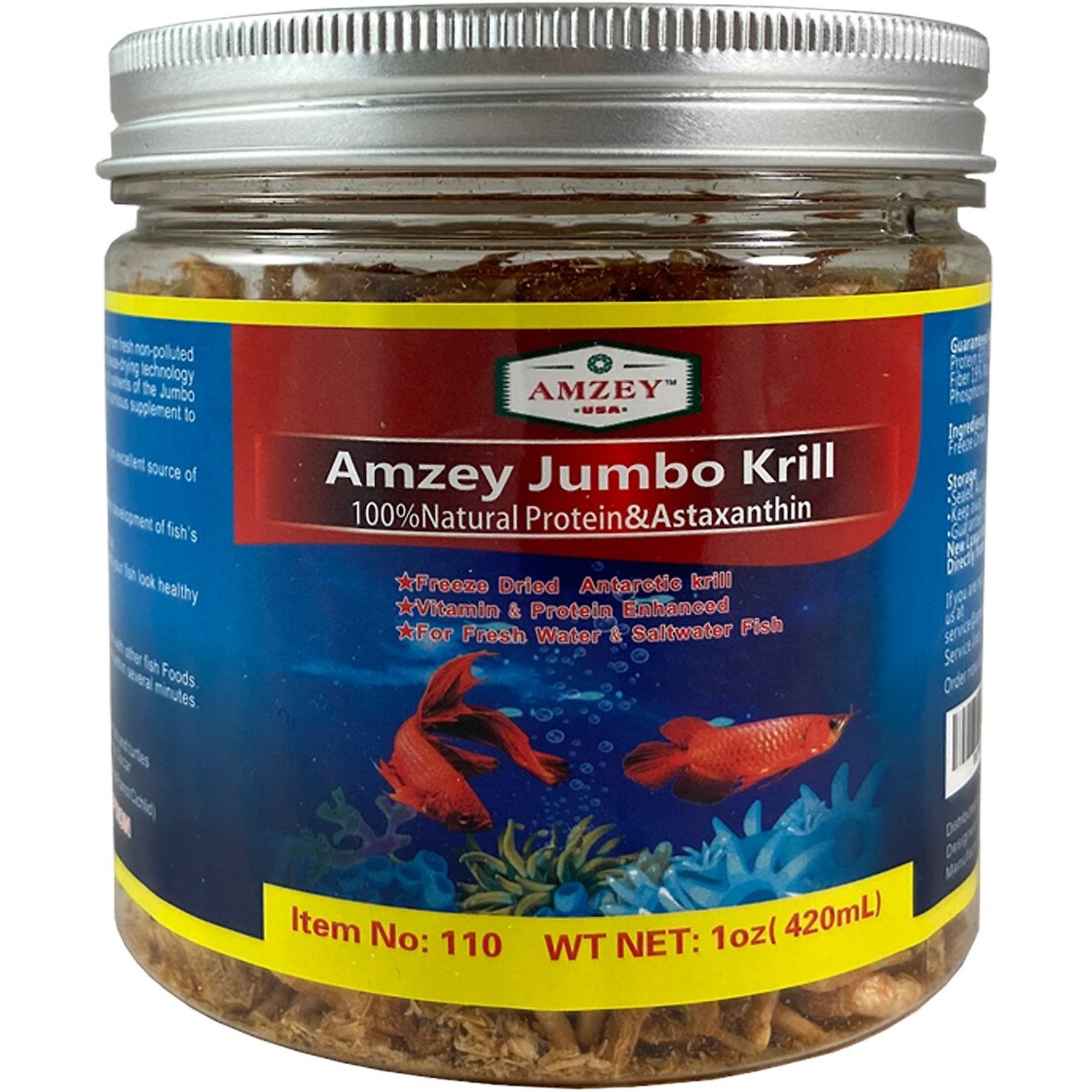 Amzey Jumbo Krill Fish Food, 1-oz jar