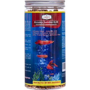 Amzey Jumbo Krill Fish Food, 3-oz jar