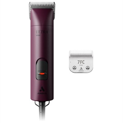 Andis Andis AGC2 UltraEdge 2-Speed Dog & Cat Hair Grooming Clipper, Burgundy + UltraEdge Detachable Blade, #7FC, 1/8-in, 3.2mm