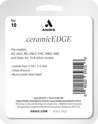 Show full view: Andis CeramicEdge Detachable Blade, #10, 1/16" - 1.5mm slide 3 of 10