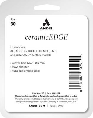 Show full view: Andis CeramicEdge Detachable Blade, #30, 1/50" - 0.5 mm slide 3 of 9