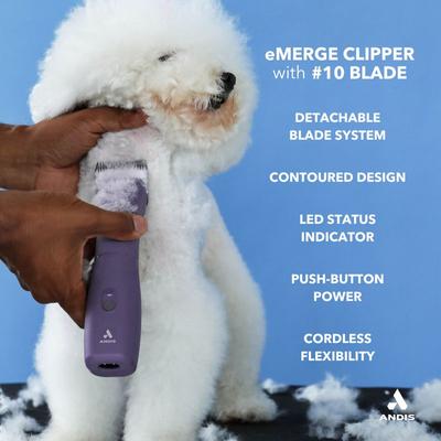 Show full view: Andis eMERGE Cordless Detachable Blade Dog, Cat & Small Pet Clipper, Blue slide 4 of 5