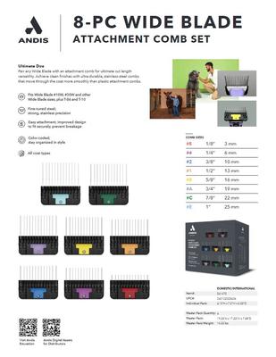 Show full view: Andis Wide Blade 8-Piece Dog, Cat & Small Pet Grooming Combs slide 6 of 6
