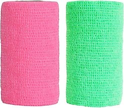 Andover Healthcare CoFlex Vet Horse, Dog & Cat Bandage, Neon Pink, 4-in & Andover Healthcare CoFlex Vet Horse, Dog & Cat Bandage, Neon Green, 4-in