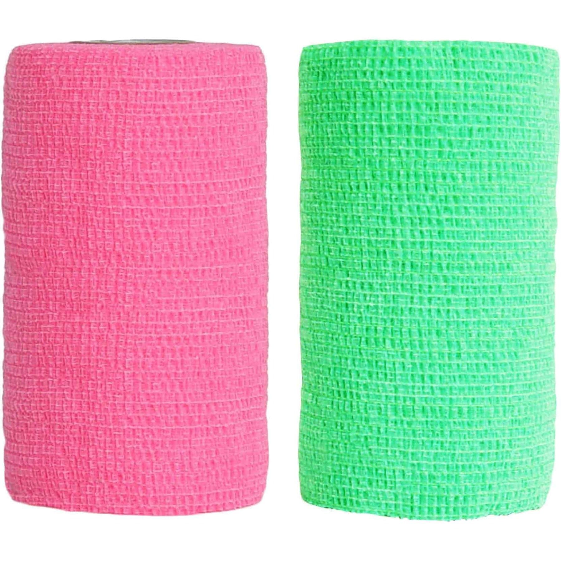 Andover Healthcare CoFlex Vet Horse, Dog & Cat Bandage, Neon Pink, 4-in & Andover Healthcare CoFlex Vet Horse, Dog & Cat Bandage, Neon Green, 4-in
