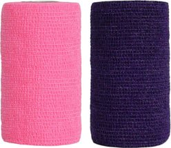 Andover Healthcare CoFlex Vet Horse, Dog & Cat Bandage, Neon Pink, 4-in & Andover Healthcare CoFlex Vet Horse, Dog & Cat Bandage, Purple, 4-in