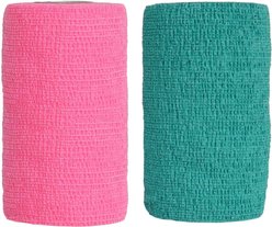 Andover Healthcare CoFlex Vet Horse, Dog & Cat Bandage, Neon Pink, 4-in & Andover Healthcare CoFlex Vet Horse, Dog & Cat Bandage, Teal, 4-in