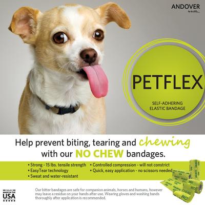 Show full view: Andover Healthcare PetFlex Bitter No Chew Dog, Cat & Small Animal Bandage, 4-in slide 4 of 8