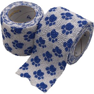 Andover Healthcare PetFlex Paw Print Dog, Cat & Small Animal Bandage, Blue Paws