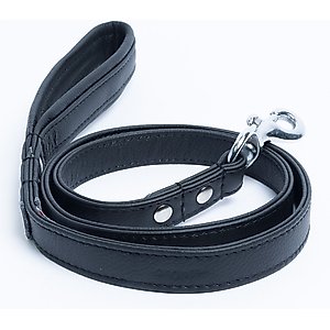 Angel Alpine Padded Leather Dog Leash, Black, 48 x 3/4-in
