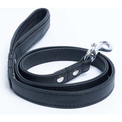 Angel Angel Alpine Padded Leather Dog Leash, Black, 48 x 3/4-in