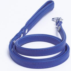 Angel Alpine Padded Leather Dog Leash, Blue, 48 x 1/2-in