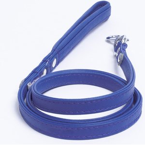 Angel Alpine Padded Leather Dog Leash, Blue, 48 x 1/2-in