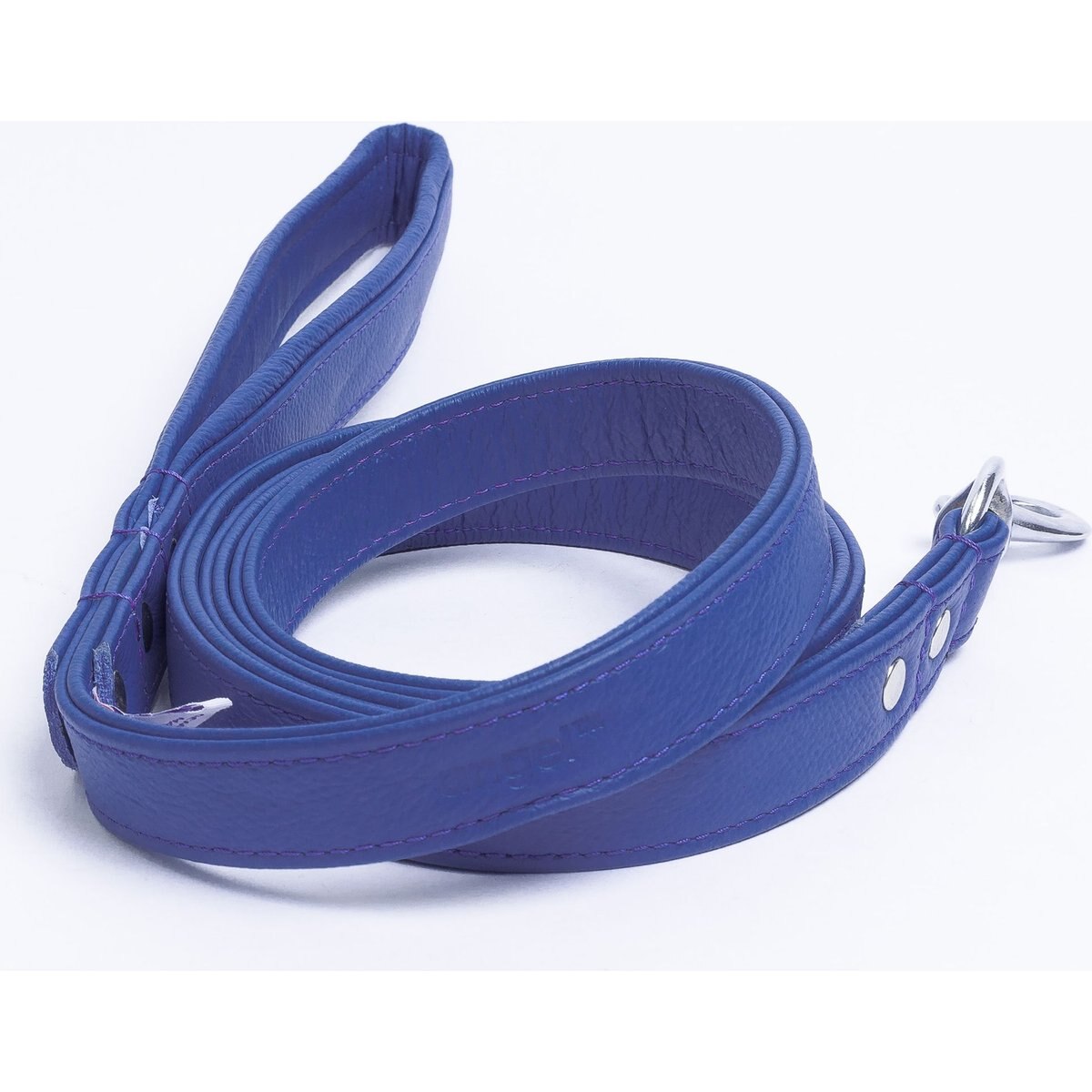 Angel Alpine Padded Leather Dog Leash, Blue, 72 x 1-in